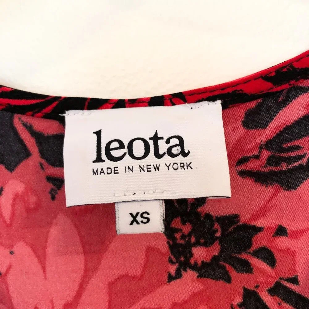 Leota Red Floral Tie Front V Neck Midi Dress XS - Picture 5 of 7